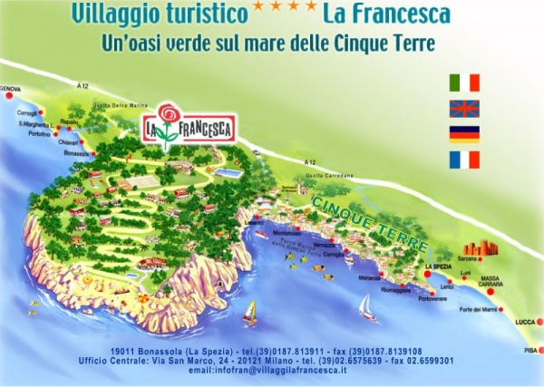Vakantie Bungalowpark La Francesca, Bonassola, Ligurië.