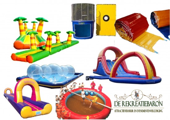 Tobbedansbaan, Levend sjoelbak, Buikschuifbaan, Waterloop matten Huren!! de Rekreatiebaron
