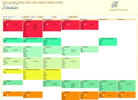 On line Planning en schedule systeem