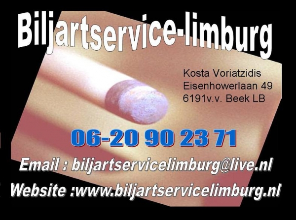 Reparatie/verkoop van alle biljartbenodigeheden